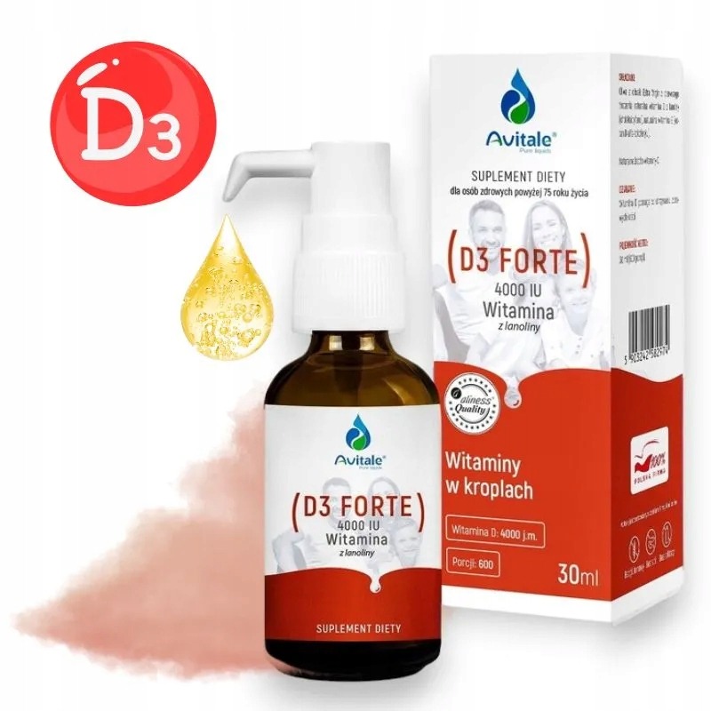 Avitale Witamina D3 Forte 4000 j.m z lanoliny 30ml 2 Avitale Witamina D3 Forte 4000 j.m z lanoliny 30ml - obrazek 2