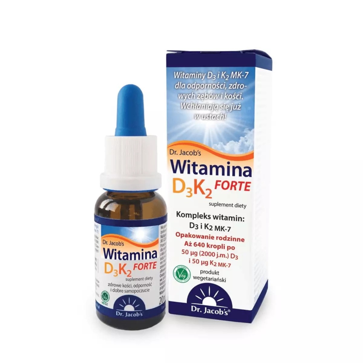 Suplement diety Dr. Jacob's Medical WITAMINA D3K2 FORTE kompleks witamin 1 witamina d3k2