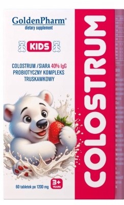 Colostrum Kids Dla Dzieci Truskawkowe Cukierki Siara 40%IGG Probiotyk 60szt 2 Colostrum Kids Dla Dzieci Truskawkowe Cukierki Siara 40%IGG Probiotyk 60szt - obrazek 2