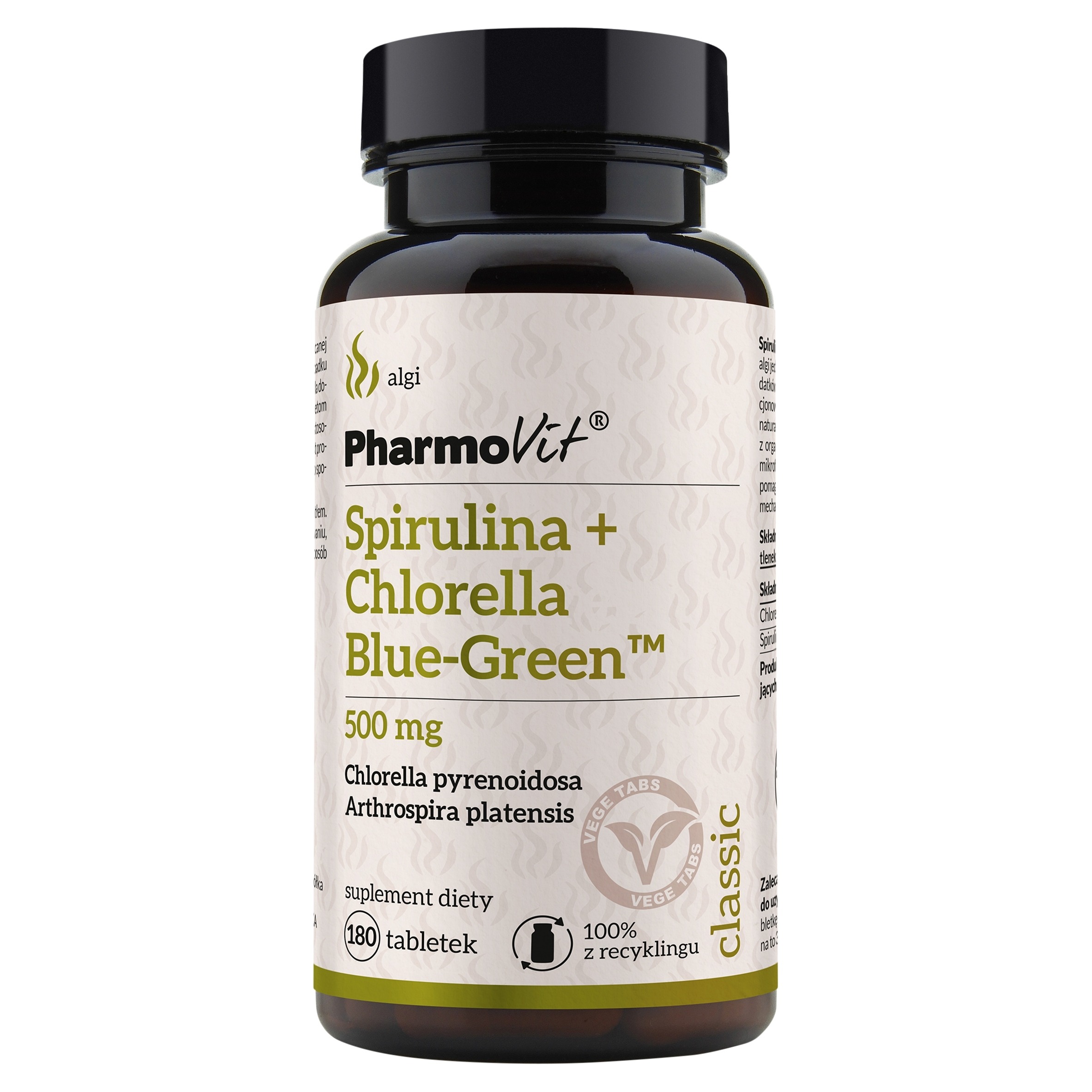 Spirulina + Chlorella Blue-Gree 500 mg 180 tabl Pharmovit 2 Spirulina + Chlorella Blue-Gree 500 mg 180 tabl Pharmovit - obrazek 2
