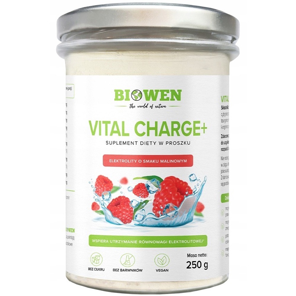 Biowen Elektrolity Vital Charge+ proszek 250 g smak malinowy 1 Biowen ELEKTROLITY