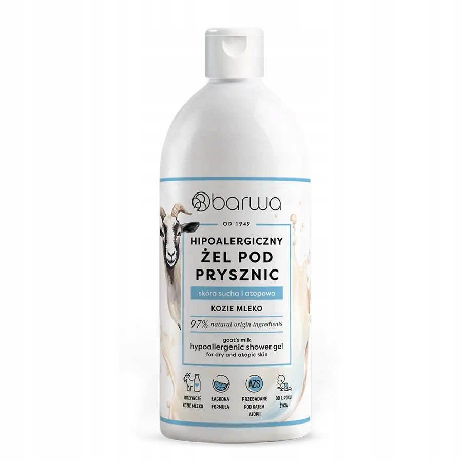 Hipoalergiczny żel pod prysznic kozie mleko skóra sucha 400 ml 1 Hipoalergiczny żel pod prysznic kozie mleko skóra sucha 400 ml