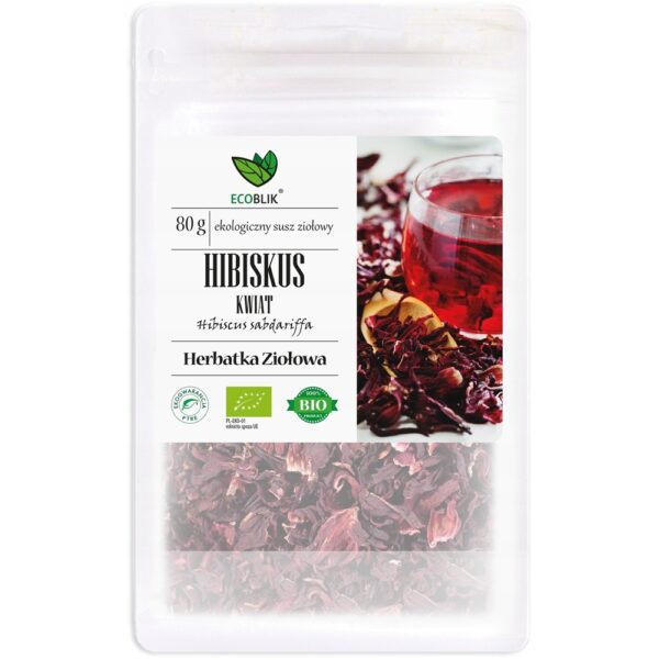 Ecoblik EKOLOGICZNY HIBISKUS KWIAT suszony 80g Herbatka Ziołowa BIO