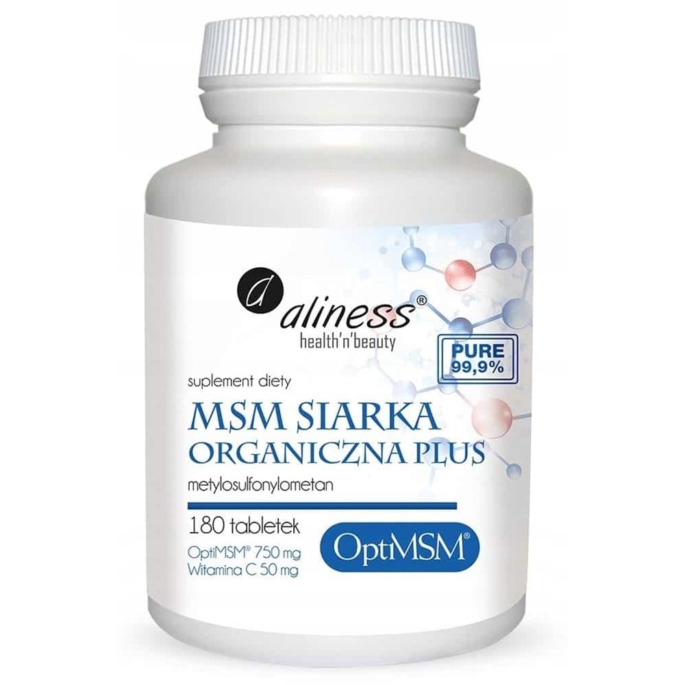 Suplement diety Aliness MSM siarka organiczna plus 180 tabletek 1 Suplement diety Aliness MSM siarka organiczna plus 180 tabletek